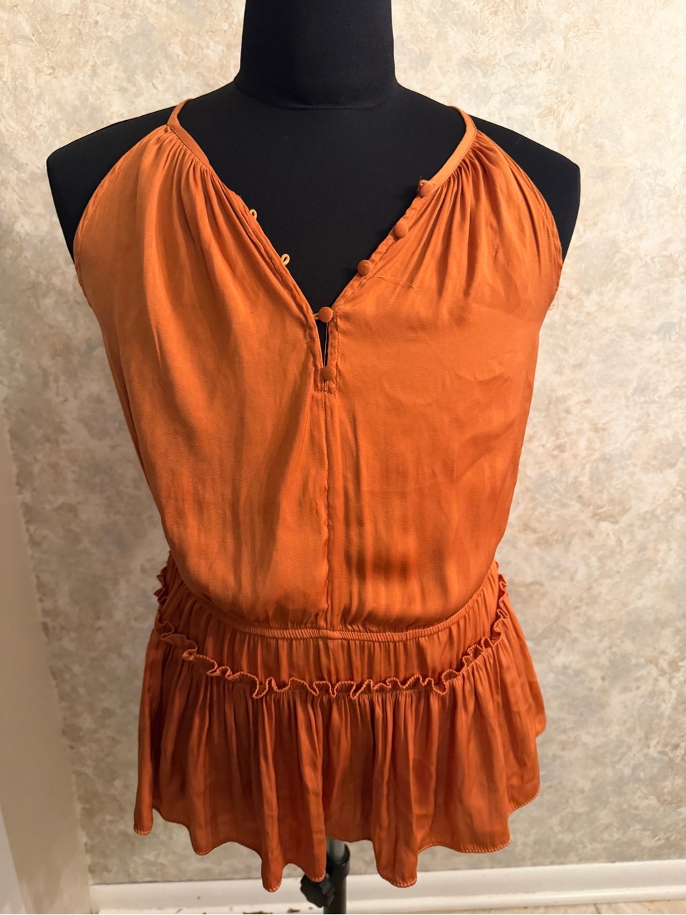 Philosophy Sleeveless Rust Halter Top - Elegant Summer Layer